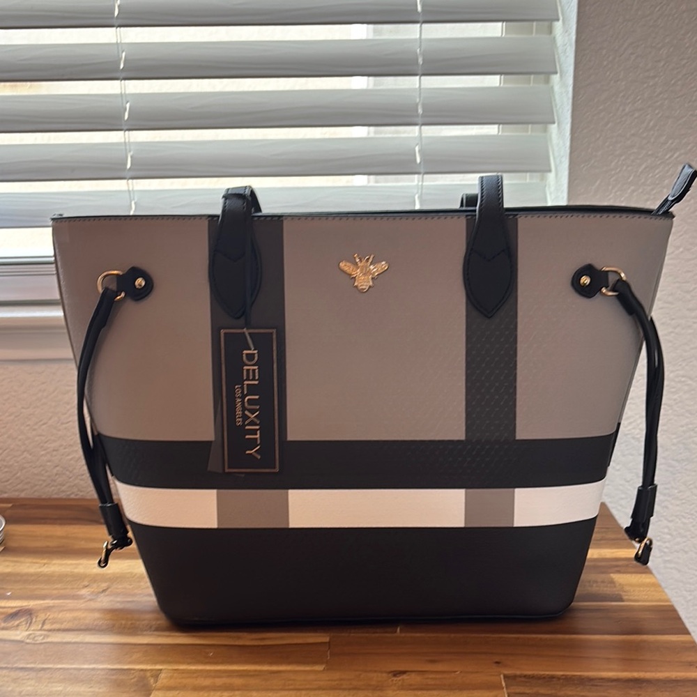 Modern Gray and Black Color-Block Tote